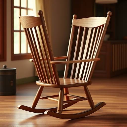 Cadeira de balan√§o cl√°ssica de madeira com assento e encosto ergon√¥micos.