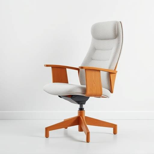 Cadeira de madeira maci√§a com design moderno e ergon√¥mico, estofada em tecido claro.